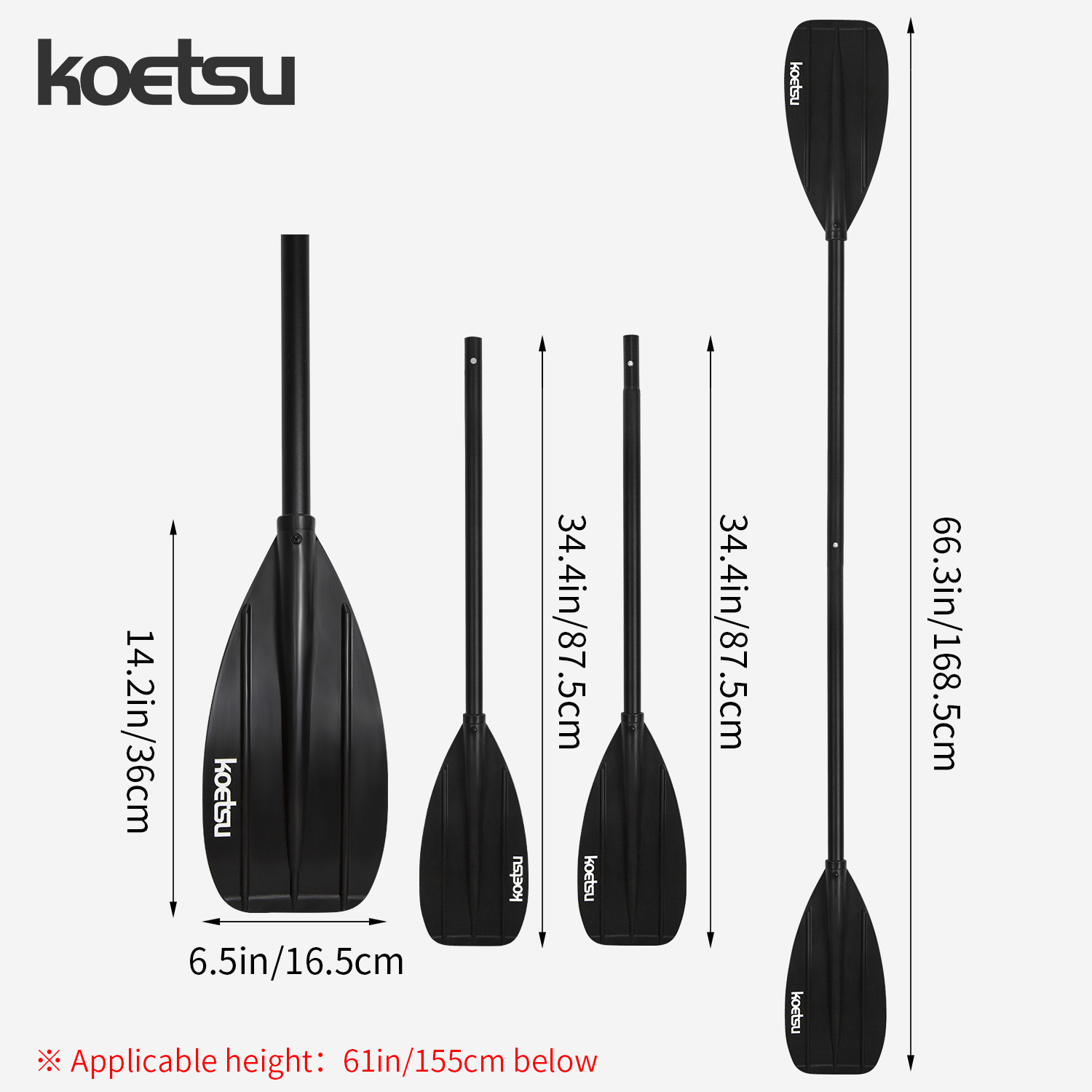 KOETSU Aluminum Alloy Double-H - Fishing Boat Paddle 评论和价格